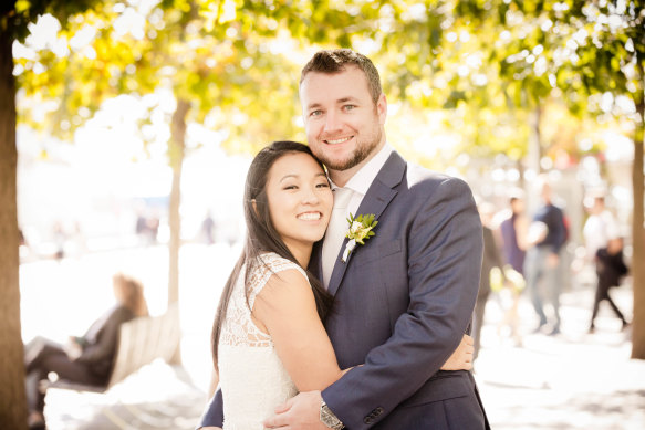 Victoria and Danny on their wedding day in October 2016.