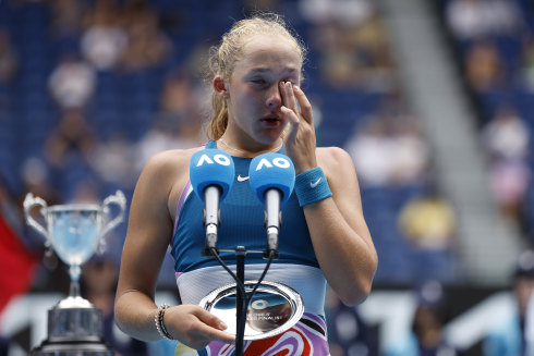 Mirra Andreeva was distraught after losing the girls’ singles final to her best friend.