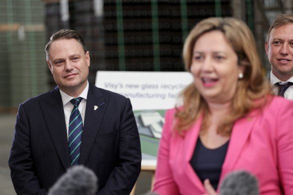 In better times as “a team player”, lord mayor Adrian Schrinner with Annastacia Palaszczuk.