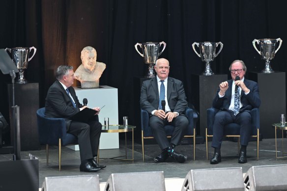 Host Eddie McGuire interviews AFL greats Leigh Matthews and Kevin Sheedy about football icon Ron Barassi.