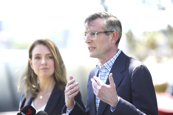Kellie Sloane, the newly-selected Liberal candidate for Vaucluse, campaigned with Premier Dominic Perrottet on Sunday.