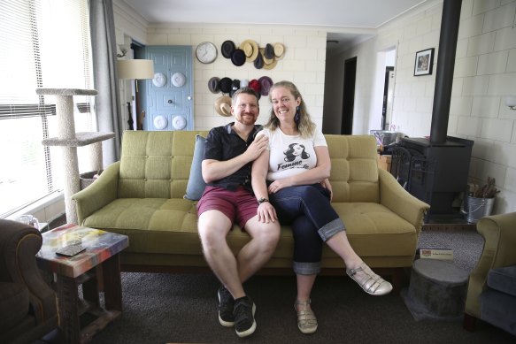 Stuart Bucknell and Katie Bell upgraded from an apartment to a house because prices fell and they were forced to save.