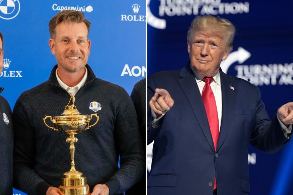Former European Ryder Cup captain and LIV Golf recruit Henrik Stenson and ex-US president Donald Trump.