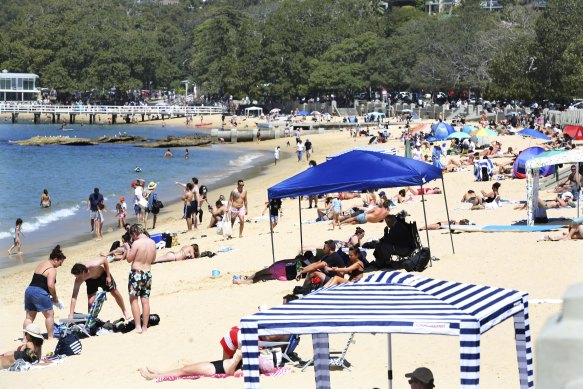 Crowds at Sydney’s Balmoral Beach enjoying eased restrictions earlier this month. 