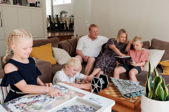Rohan and Kelly De Carle with their children: twins Nash and Eve 8 and Jude, 11.