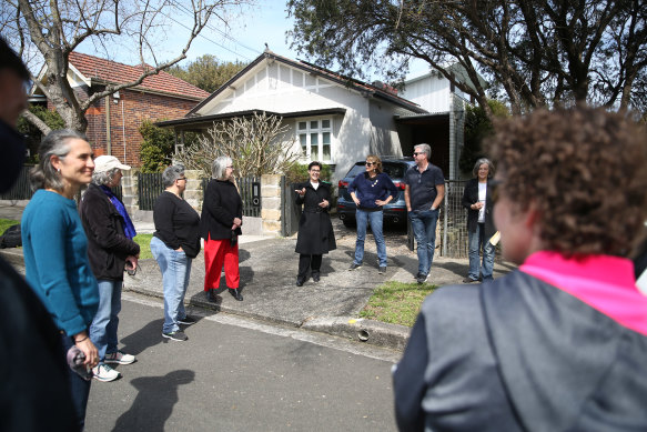 Inner West Council’s deputy mayor Jessica D’Arienzo speaks to residents in Dulwich Hill last week. She says the proposed rezoning has “a long way to run”. 