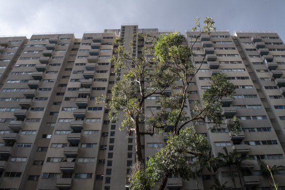 The estate's 18-storey Marton (pictured), Banks, Solander and Cook buildings are each home to more than 200 vulnerable residents.