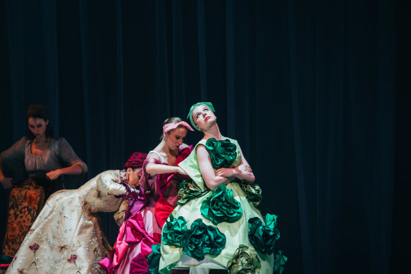 Elena Salerno, Sophie Donald and Myah Gadd in a performance of Cinderella.