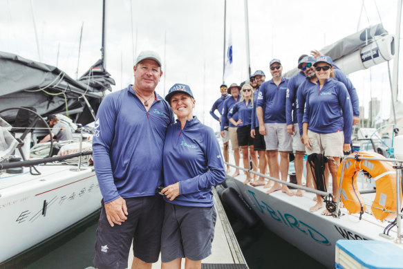 Ian and Annika Thomson with their crew.