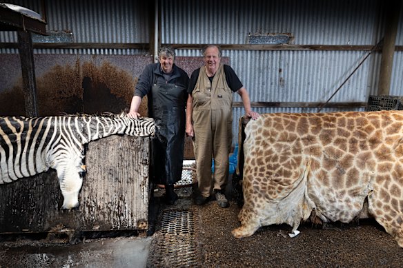 Brothers Ross, left, and Bruce Greenhalgh at Greenhalgh Tannery in Bunkers Hill, near Ballarat.