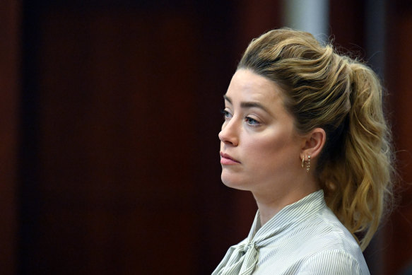 Actress Amber Heard appears in the courtroom during the hearing.