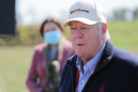 Toowoomba Wellcamp Airport owner John Wagner with Premier Annastacia Palaszczuk.