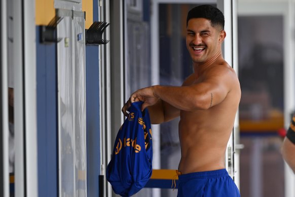 Dylan Brown at the Eels training grounds in Kellyville on Wednesday.