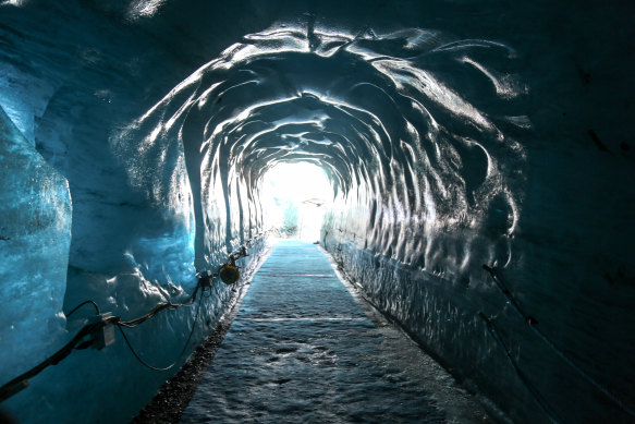 An ice cave inside the glacier.