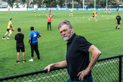 Balme watches Richmond training at Punt Road Oval.