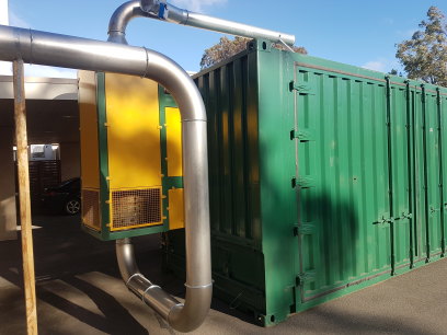 This humble shipping container at a South Geelong crematorium housed a proof-of-concept engine that transformed emissions into energy.