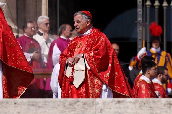 Cardinal Giovanni Angelo Becciu attending Pope Francis’ in St Peter’s Square last week.