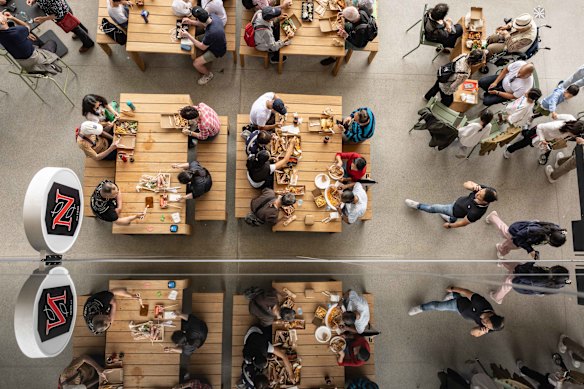 Visitors dining on the opening day.
