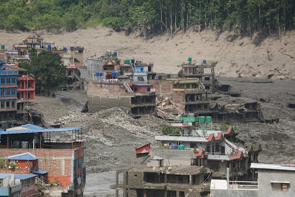 A flooded section of road in Nukawot, central Nepal. 