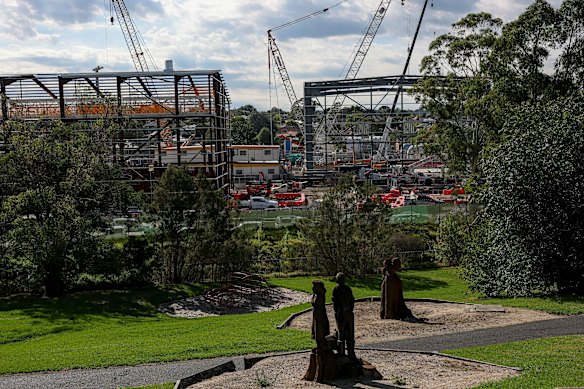 Construction at Burwood Suburban Rail Loop station last month.