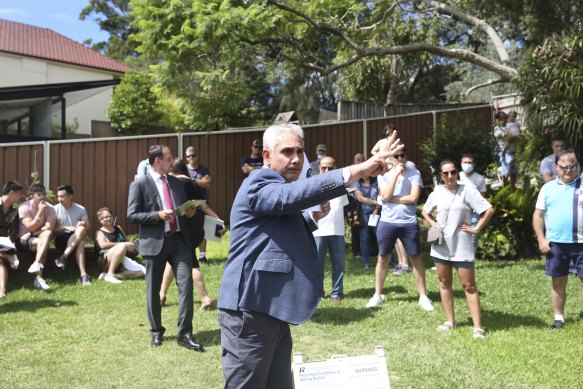 An auction in Earlwood. House prices here are among the cheapest per square metre in inner Sydney, but higher than neighbouring Canterbury.