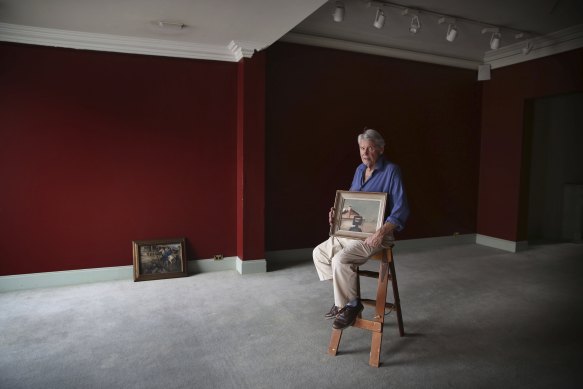 Art dealer Denis Savill at his Paddington gallery which is closing permanently. 
