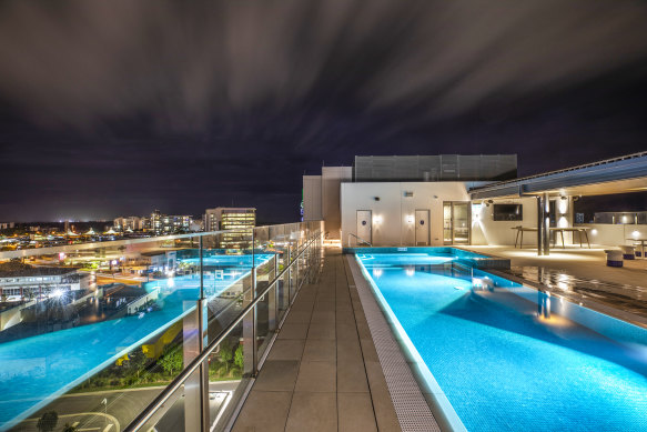 Rooftop pool views.