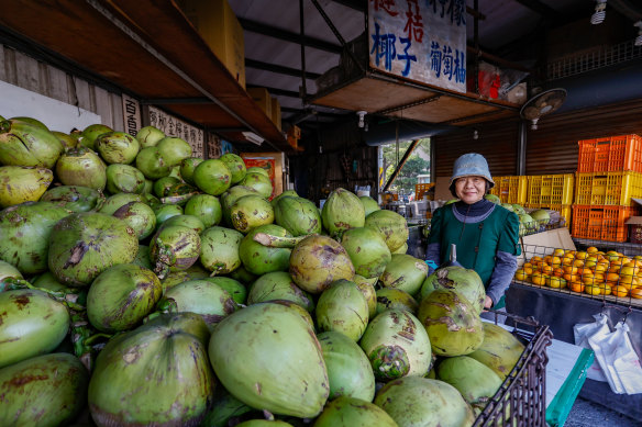 Fruit shop owner Huang Shu-ching in Tainan. 