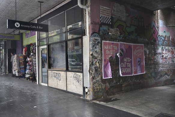 Derelict shops have become a feature of Oxford Street in Darlinghurst.
