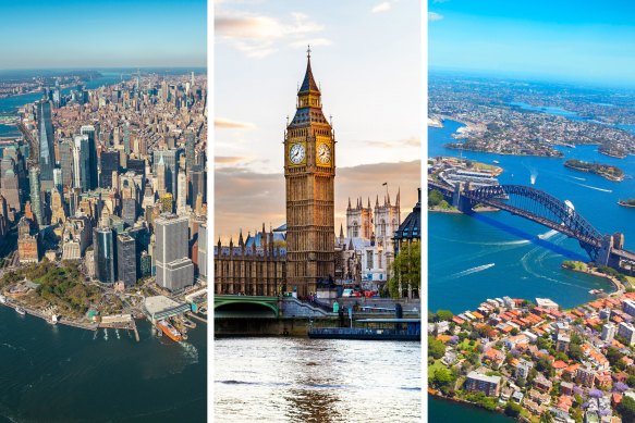 New York City, London and Sydney.