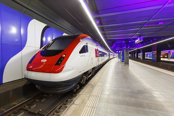 InterCity train at Zurich Airport railway station.