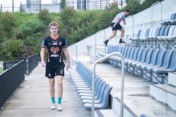 Lachlan Galvin training at the Zurich Centre, Concord Oval, ahead of his first game back in the NRL