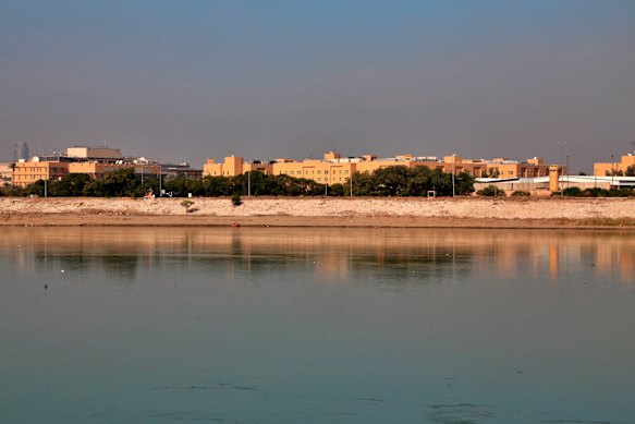 The US embassy is seen from across the River Tigris in Baghdad, Iraq.
