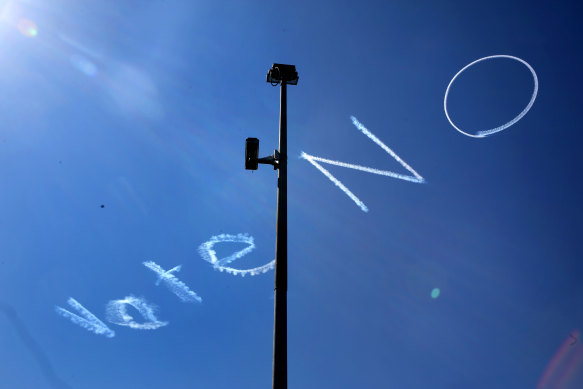 ‘Vote no’ was written in the sky during the campaign.