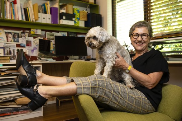 Cathy Wilcox with dog Tilly.