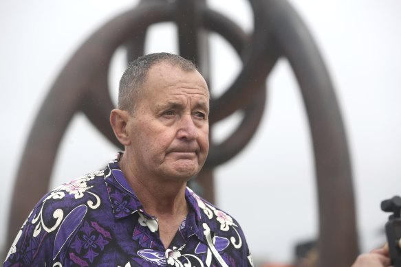 Dave Byron, wearing the shirt his daughter Chloe gave him. She died in the 2002 Bali bombings.