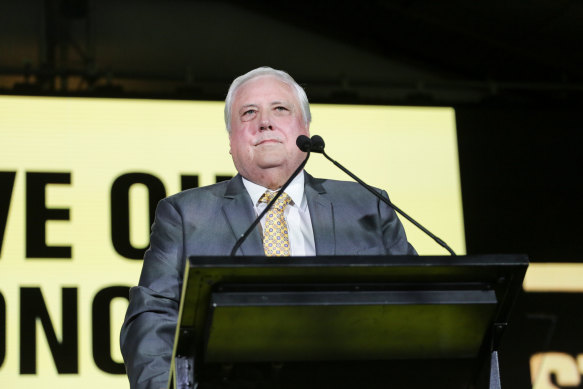 Clive Palmer was last month revealed to be the secret funder of an anti-vaccine mandate case brought against Telstra.