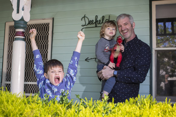 James Cowie and his family, including sons Oscar and Tom, have moved back to Australia and are looking to buy a home.