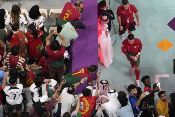 Fans clamour for a glimpse of Ronaldo after Portugal’s emphatic World Cup win.