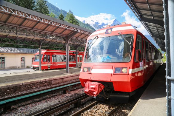 The Mont Blanc Express at the station in Chamonix.