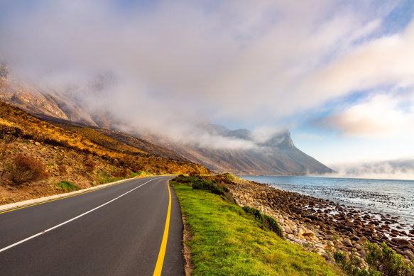Mountains under clouds on the Garden Route approaching Cape Town on the Route 62 loop.