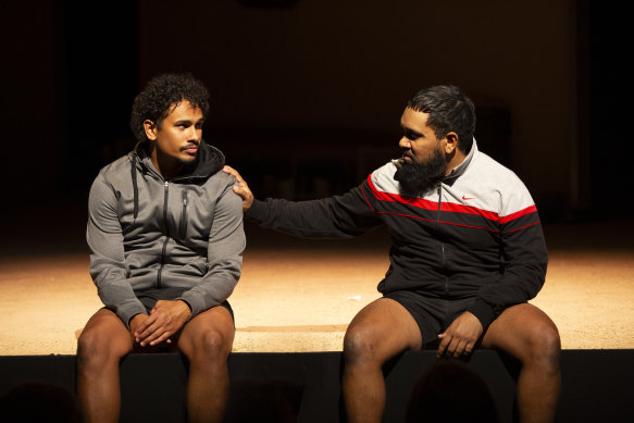 Melbourne Theatre Company production 37 opened this year to great acclaim. Pictured: Ngali Shaw and Tibian Wyles 
