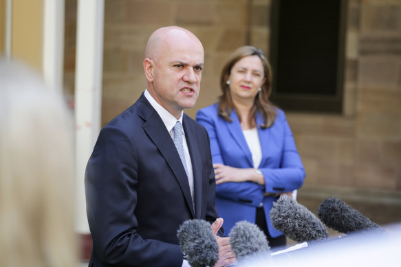 Chief Health Officer John Gerrard and Premier Annastacia Palaszczuk.