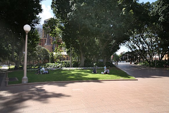 Hyde Park towards St James Church, recreating an early colonial image. 
