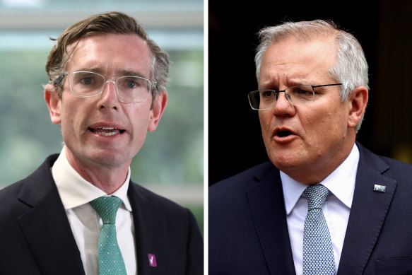 NSW Premier Dominic Perrottet and Prime Minister Scott Morrison. 