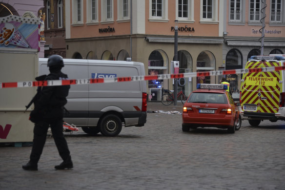 Police have blocked off a square in Trier after a car drove into pedestrians.