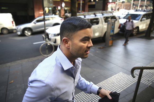 Guy Sebastian arrives at Dowing Centre District Court in May.