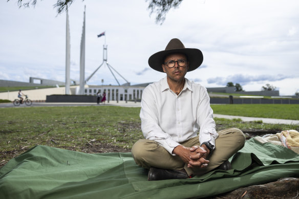 Gregory Andrews spent 16 days on a hunger strike in front of Parliament House to highlight the need for stronger action on climate change.
