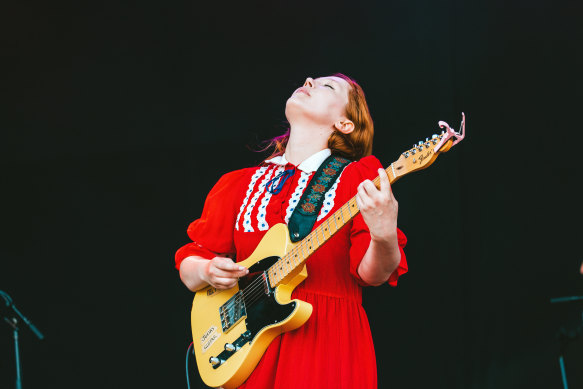 Julia Jacklin performing at Laneway Festival. 