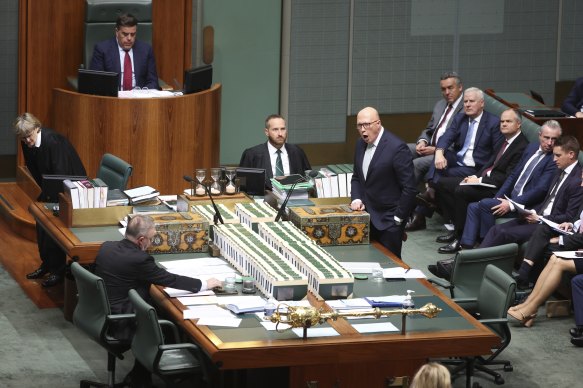 Albanese and Dutton during question time.